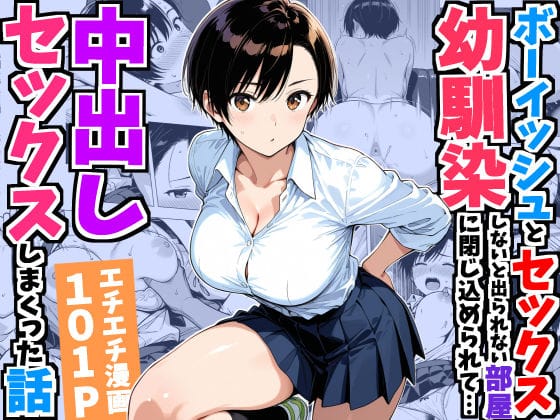 【エロ漫画フル】d_752967 | ボーイッシュ幼馴染と「セックスしないと出られない部屋」に閉じ込められて…中出しセックスしまくった話 | デリカリカ(オナニー)